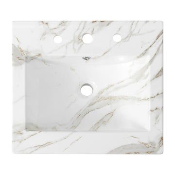Ancillary 3-Hole 20 in. W x 18.25 in. D Classic Contemporary Rectangular Ceramic Single Sink Basin Vanity Top - JONATHAN Y